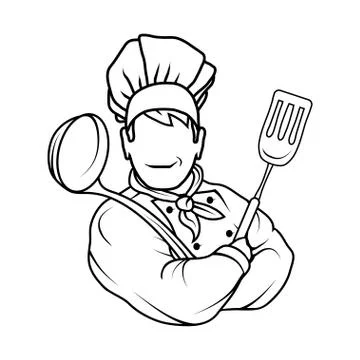 Chef cook standing in a different pose. Chef in uniform. Cook logo. Chef Hat. Stock Illustration