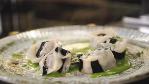 Chef cooked dumplings. Stock Footage 147110636
