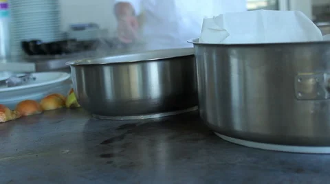Chef cooking and preparing food in restaurant kitchen. Stock Footage 48471100