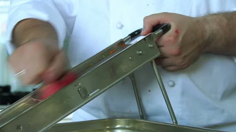 Chef cooking and preparing food in restaurant kitchen. Stock Footage 48471817