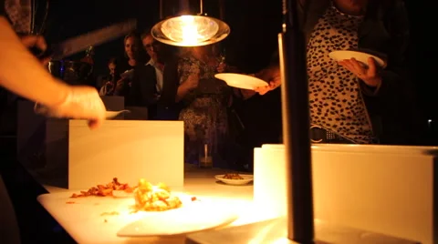 Chef cooking and serving customers Stock Footage 63604226