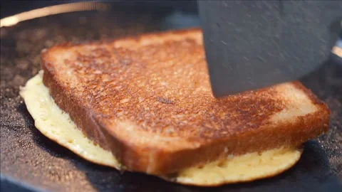 Chef cooking bread omelette 4k video Stock-Footage 206030450