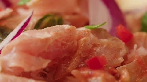 Chef cooking ceviche, leche de Tigre, traditional peruvian food, ceviche on Stock Footage 241752529