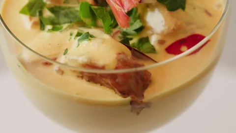 Chef cooking ceviche, leche de Tigre, traditional peruvian food, ceviche on Stock Footage 243137235