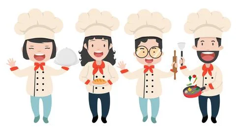 Chef cooking  character vector set Stock Illustration
