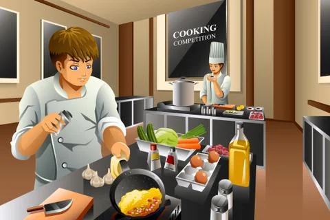 Chef in Cooking Competition Stock Illustration