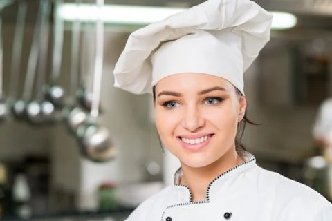 Chef Cooking, Cutting and preparing next plate Stock Photos