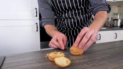 Chef cooking dessert on a modern kitchen at home Stock Footage 76328048
