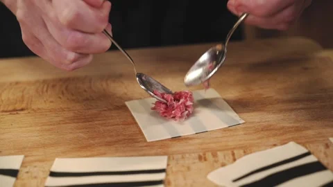 Chef cooking dumplings with meat. Stock Footage 147005018