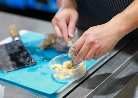 Chef cooking food in the kitchen, Chef preparing food Stock Photos