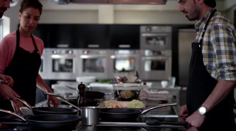 Chef cooking food at kitchen. Stock Footage 64115931