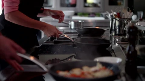 Chef cooking food at kitchen. Stock Footage 64116151
