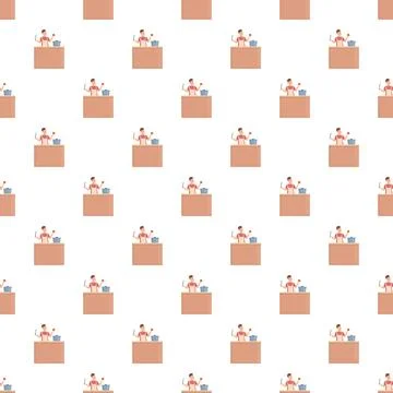 Chef cooking food seamless pattern background Stock Illustration