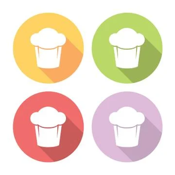 Chef Cooking Hat Flat Icons Set Stock Illustration