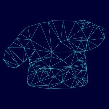Chef cooking hat low poly triangulation triangulated polygonal electric cyan  Stock Illustration