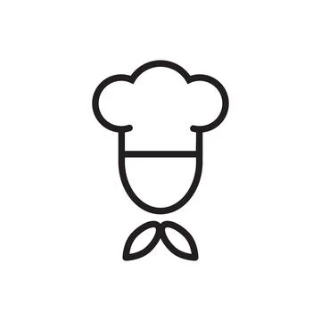 Chef in a cooking hat vector outline icon food concept for graphic design, lo Stock Illustration