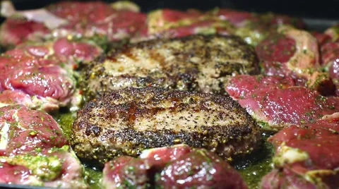Chef cooking juicy steak Stock-Footage 47710643