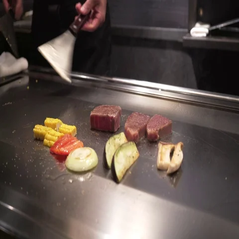 Chef cooking kobe beef steak Stock Footage 69416522