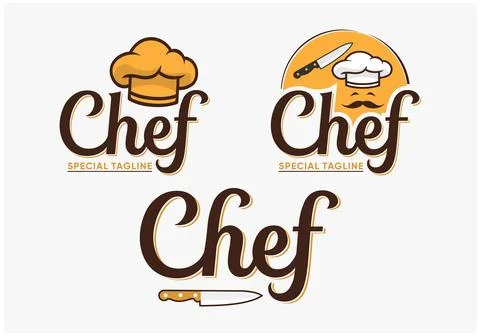 Chef cooking logo template collection Stock Illustration