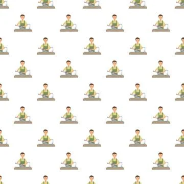 Chef cooking meal pattern representing culinary domestic life Stock Illustration