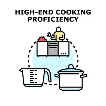 Chef cooking meal using kitchen utensils preparing food Stock Illustration