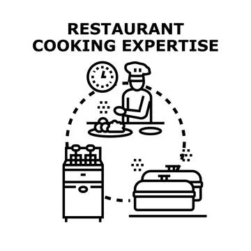 Chef cooking meal using kitchen equipment expertise Stock Illustration