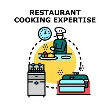 Chef cooking meal using kitchen equipment expertise Stock Illustration