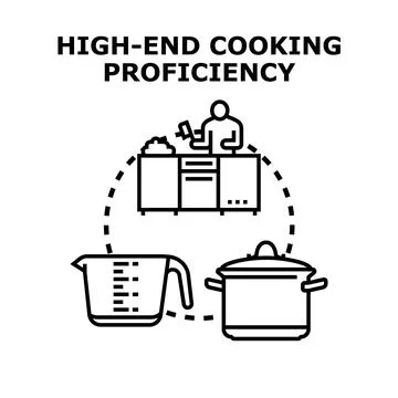 Chef cooking meal using kitchen utensils preparing food Stock Illustration