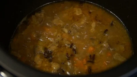 Chef cooking pilaf. Cooking process. National food. Rice and meat. Pilau Stock Footage 100080449