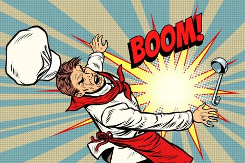 Chef cooking a problem in the restaurant kitchen Stock Illustration