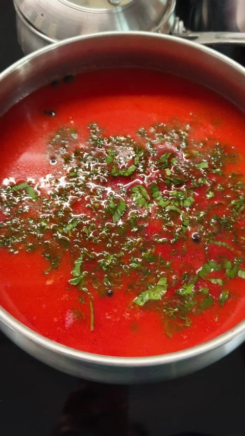 Chef cooking red borscht vegetable soup in a pot Stock Footage 324534491