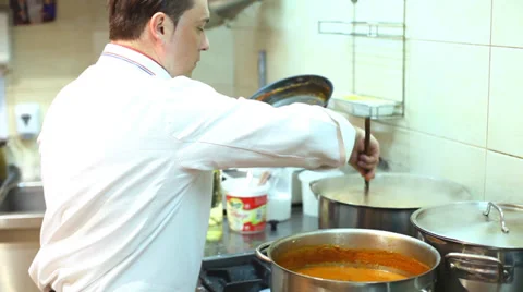Chef cooking in restaurant kitchen Stock Footage 35765166