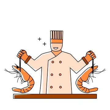 Chef cooking seafood Stock Illustration