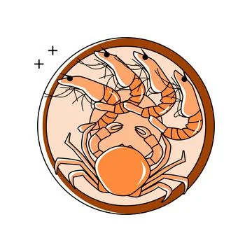 Chef cooking seafood Stock Illustration