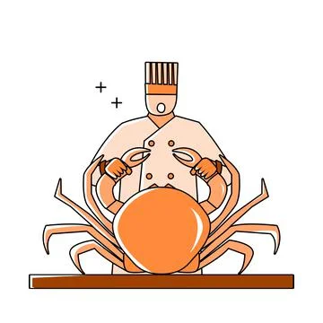Chef cooking seafood Stock Illustration