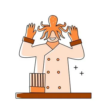 Chef cooking seafood Stock Illustration