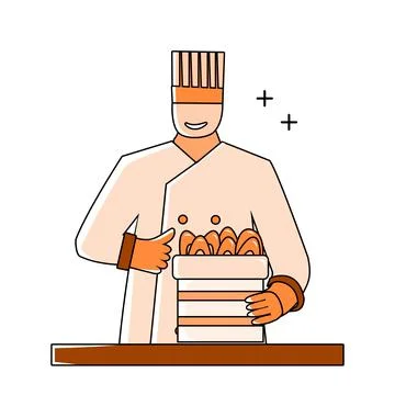 Chef cooking seafood Stock Illustration