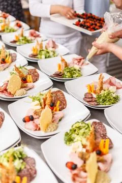 Chef is cooking set of appetizers Stock Photos