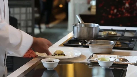 Chef cooking show dessert Stock Footage 77601197