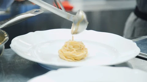 Chef cooking spaghetti Stock Footage 113852552