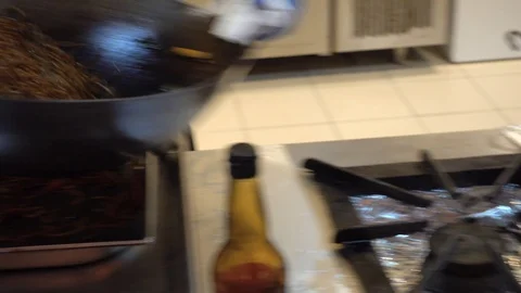 Chef is cooking spaghetti with sauce. Stock Footage 96042874