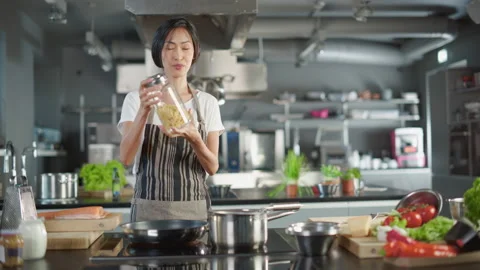 Chef Cooking Talking Stock Footage 169477947