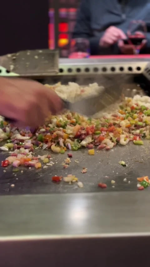 Chef Cooking on Teppanyaki Grill Stock Footage 312688745