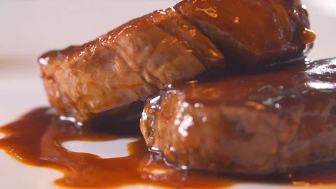 Chef cooks beef steak on fire, wholesome food Stock Footage 116687502