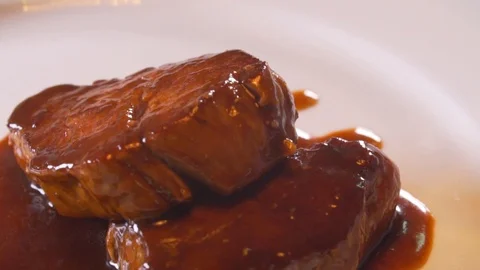 Chef cooks beef steak on fire, wholesome food Stock Footage 116688189