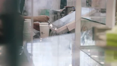 Chef Cooks in a Caffee Stock Footage 142828412