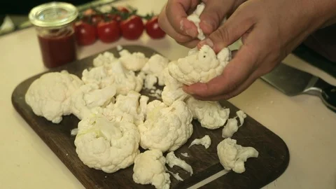 Chef cooks a dish with cauliflower. Stock Footage 116822294