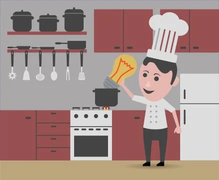 Chef creating new recipes イラスト素材