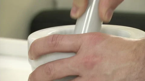 Chef crushing basil in a mortar  Stock Footage 46941870