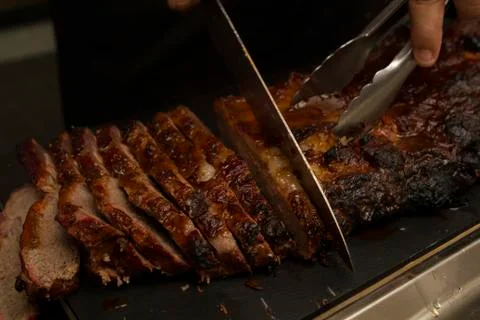 Chef cut bbq steak Stock Photos